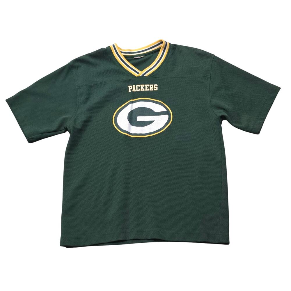 Green Bay Packers V-neck Mesh Jersey Tee T-Shirt